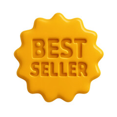 3D orange best seller badge icon. Great for highlighting popular products, top-rated items, or most purchased goods on ecommerce platforms