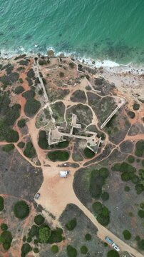 Aerial view of Forte de Almadena ruins, Portugal.
