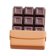 Brown Chocolate Bar 3D icon Illustration