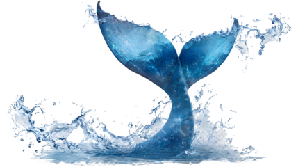 Whale Tail Splash, isolated on transparent background