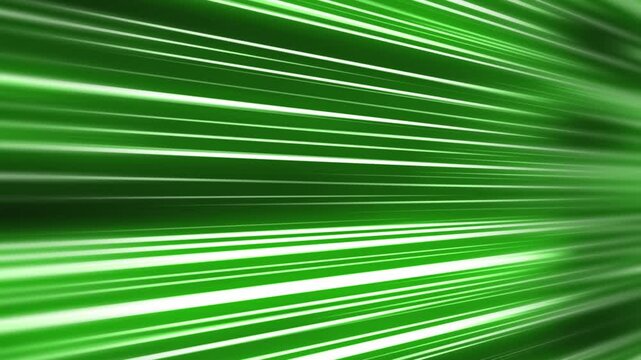 Bright green neon lines running parallel to each other on a dark background. Light bars or lasers moving through space.