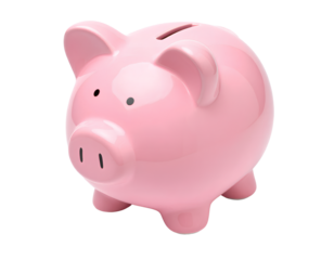 Minimalist Piggy Bank Cutout Pink Color, on Transparent Background PNG