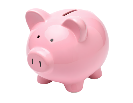 Minimalist Piggy Bank Cutout Pink Color, on Transparent Background PNG