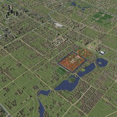 Obraz premium 3D illustration of city and urban in Beijing China