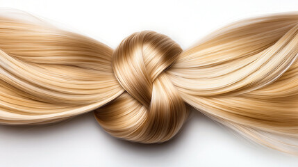 A close-up shot of section of blond hair tied in a knot