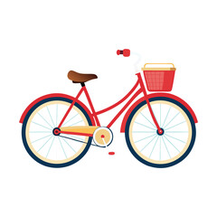 Fototapeta premium Isolated red vintage bicycle on a white background, perfect for sport and travel illustrations