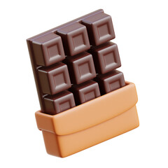 Brown Chocolate Bar 3D icon Illustration