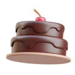 Brown Chocolate Cake 3D icon Illustration