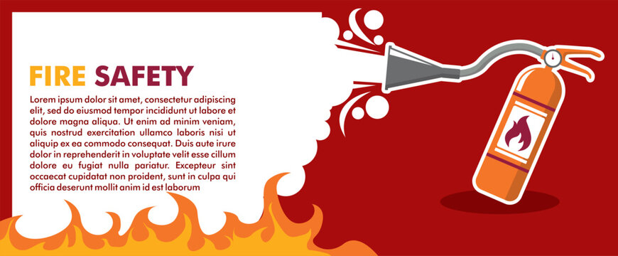 fire safety banner template vector illustration cartoon flat design natural fires and disasters