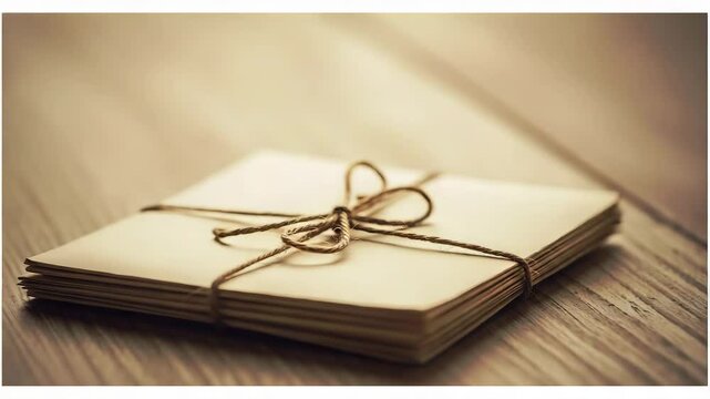 Stack of vintage letters tied with string