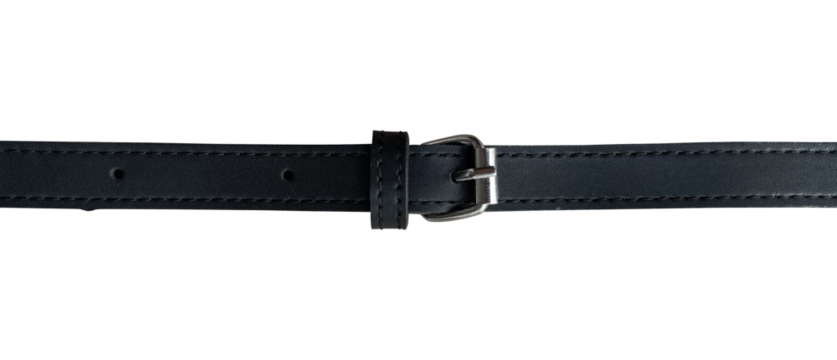 black leather strap on white background