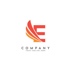Abstract Wings Style Letter E Logo Template.