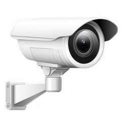 White security camera with adjustable mount and lens