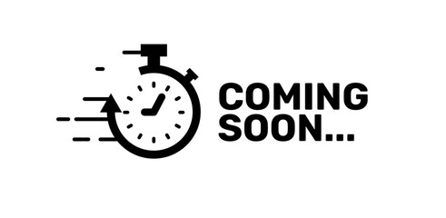 Coming soon announcement. Speed timer, Promotion coming soon label