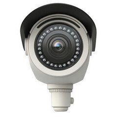 White surveillance camera with infrared L E Ds and black visor