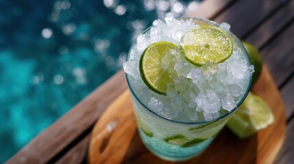 Refreshing Lime Ice Drink by Poolside