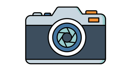 Colorful Flat Illustration of a Retro Camera with Aperture