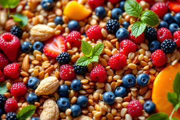 Healthy Energy Berries and Nuts Mix for Breakfast Delicious Food