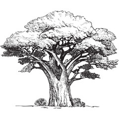 Fototapeta premium Detailed depiction of an ancient tree in nature setting for design