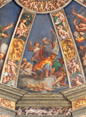 Obraz premium PIACENZA, ITALY - MAY 19, 2025: The renaissance fresco of Propehet in cupola of the church Basilica di Santa Maria di Campagna by Pordenone (1543).
