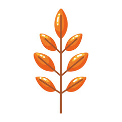 Obraz premium Orange Autumn Leaves Branch Flat Illustration