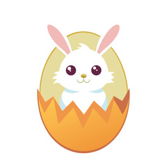 Obraz premium A cute cartoon Easter bunny with colorful eggs, perfect for a happy spring holiday illustration