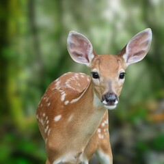 White-tailed Deer in Natural Forest Habitat – Graceful Wild Animal in Autumn Landscape

