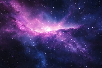 Naklejka premium Vivid cosmic nebulae in a deep space expanse.