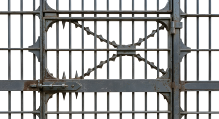Metal Gate with Spiked Bars, Transparent Background