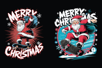 Santa Claus skateboarding festive holiday Christmas