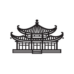 Traditional Asian architecture with ornate roof design for decor