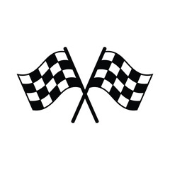 Crossed Checkered Flags Finish Line Icon, Race Flags Vector Graphic.