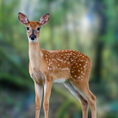 White-tailed Deer in Natural Forest Habitat – Graceful Wild Animal in Autumn Landscape
