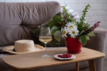 Enjoy a Refreshing Beverage Made with Raspberries, Beautiful Floral Centerpiece Included
