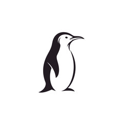 Naklejka premium Penguin logo vector. Simple black and white animal symbol. Minimalist bird mascot icon. 