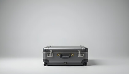 A realistic image of a modern suitcase against a white background. The luggage is clearly displayed, highlighting its design, color, and details such as handle, wheels, and zippers. Suitable for theme