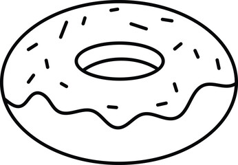 Outline donut icon for bakery and cafe branding, menus, mobile apps, websites, and packaging designs. Editable vector style.