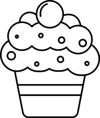 Minimal muffin outline icon for cafe branding, bakery menus, websites, apps, and packaging. Editable vector stroke design.