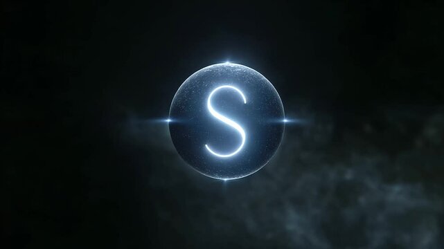 Glowing Rotating Lunar Symbol in Dark Cosmic Space