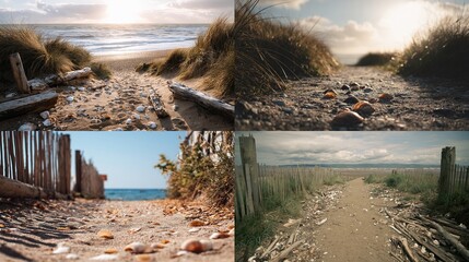 Beach Paths Leading to the Sandy Shoreline.