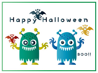 ハロウィーン■ハロウィーンモンスターのイラストセット■ポストカード	
