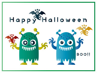 ハロウィーン■ハロウィーンモンスターのイラストセット■ポストカード	
