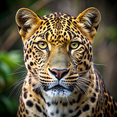 Fototapeta premium Majestic Leopard in Lush Jungle Environment, Wildlife Photography, Nature's Beauty, Wild Animal Focus