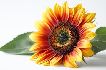 Fototapeta premium A sunflower isolate on a white background, showcasing its vibrant color and large petals.