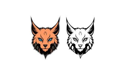 Twin Lynx or Wildcat Heads (Orange & White)