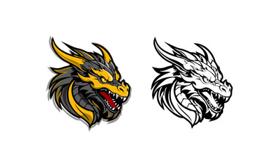 Colorful and White Dragon Heads