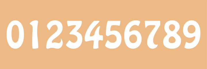 Set of brush stroke, marker textured numbers. numbers 1, 2, 3, 4, 5, 6, 7, 8, 9, 0. stylish hand draw brush painted numbers set. bold brush drawn grunge. dirty texture vector. rough brush strokes. 