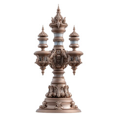 Ornate antique candelabra with intricate details isolated on transparent background