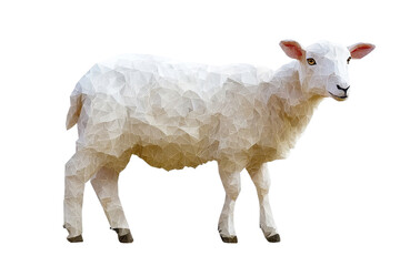 Fototapeta premium A low polygon style sheep, isolate on white background, designed with geometric shapes. PNG