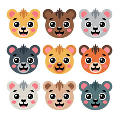 Cute Baby Animal Face Icons for Kids